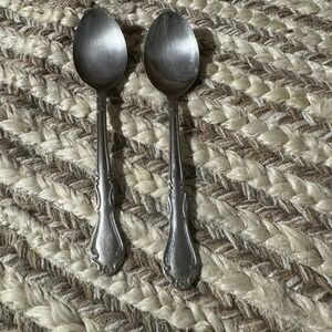 Vollrath Stainless Steel Spoons Japan Floral‎ Pattern Ornate Flatware Set of 2